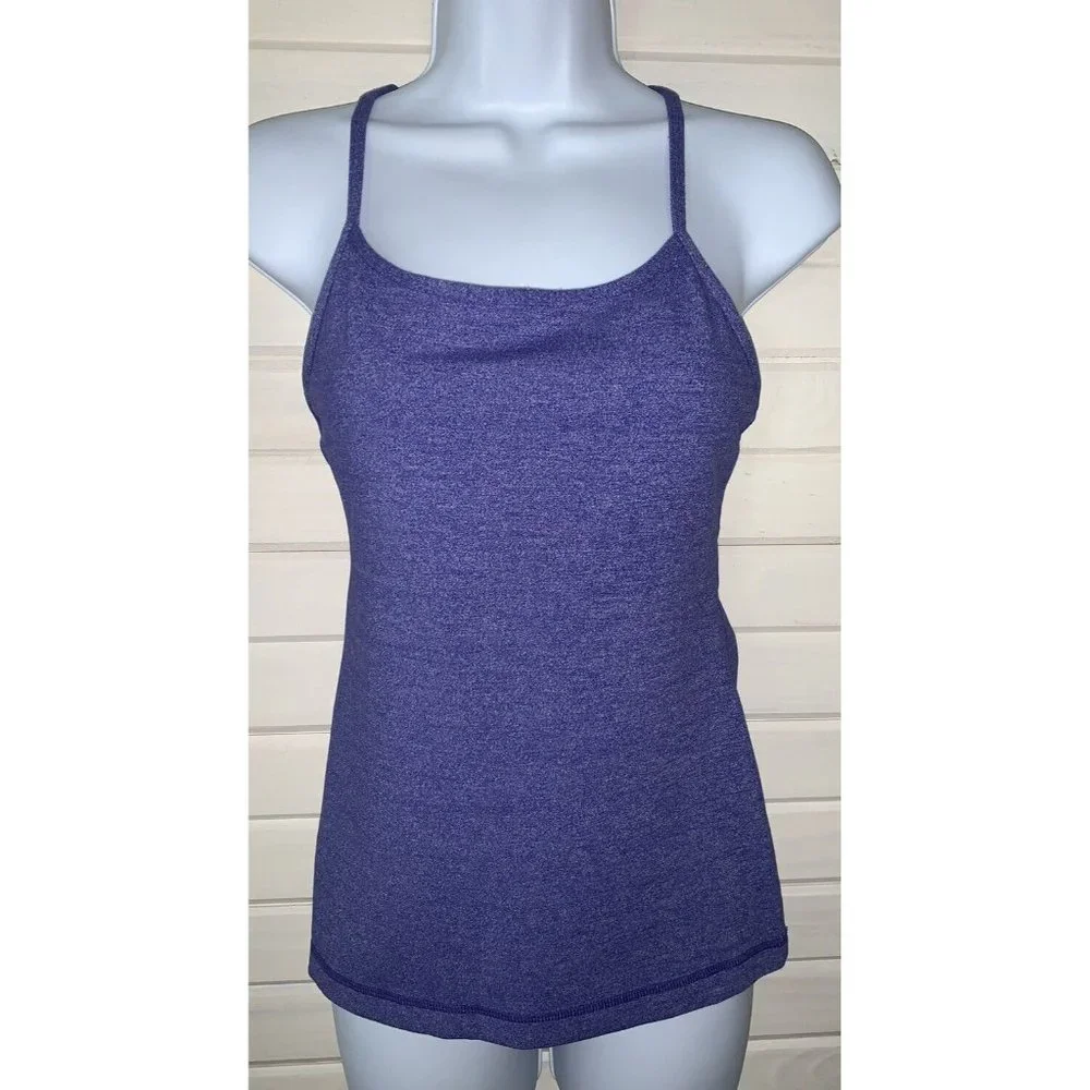 Lululemon Sz 6 Power Y Tank Top Racerback Active Wear Blue Heather Pigment EUC - Picture 2 of 8